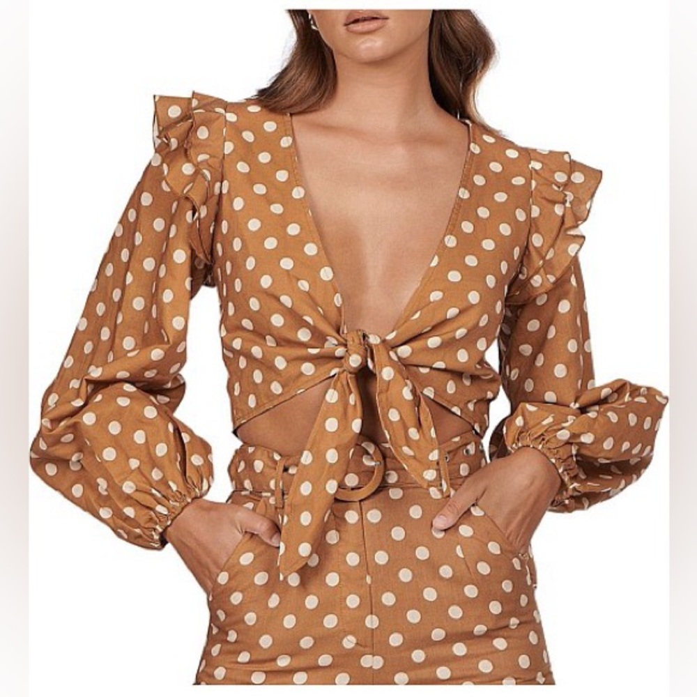CHARLIE HOLIDAY POLKA DOT TIE TOP